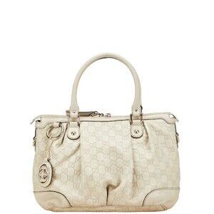 Gucci Guccissima Sukey Handbag Ivory White Leather